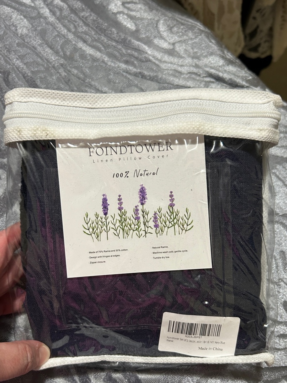 Purple Linen Pillow Cover - 100% Natural